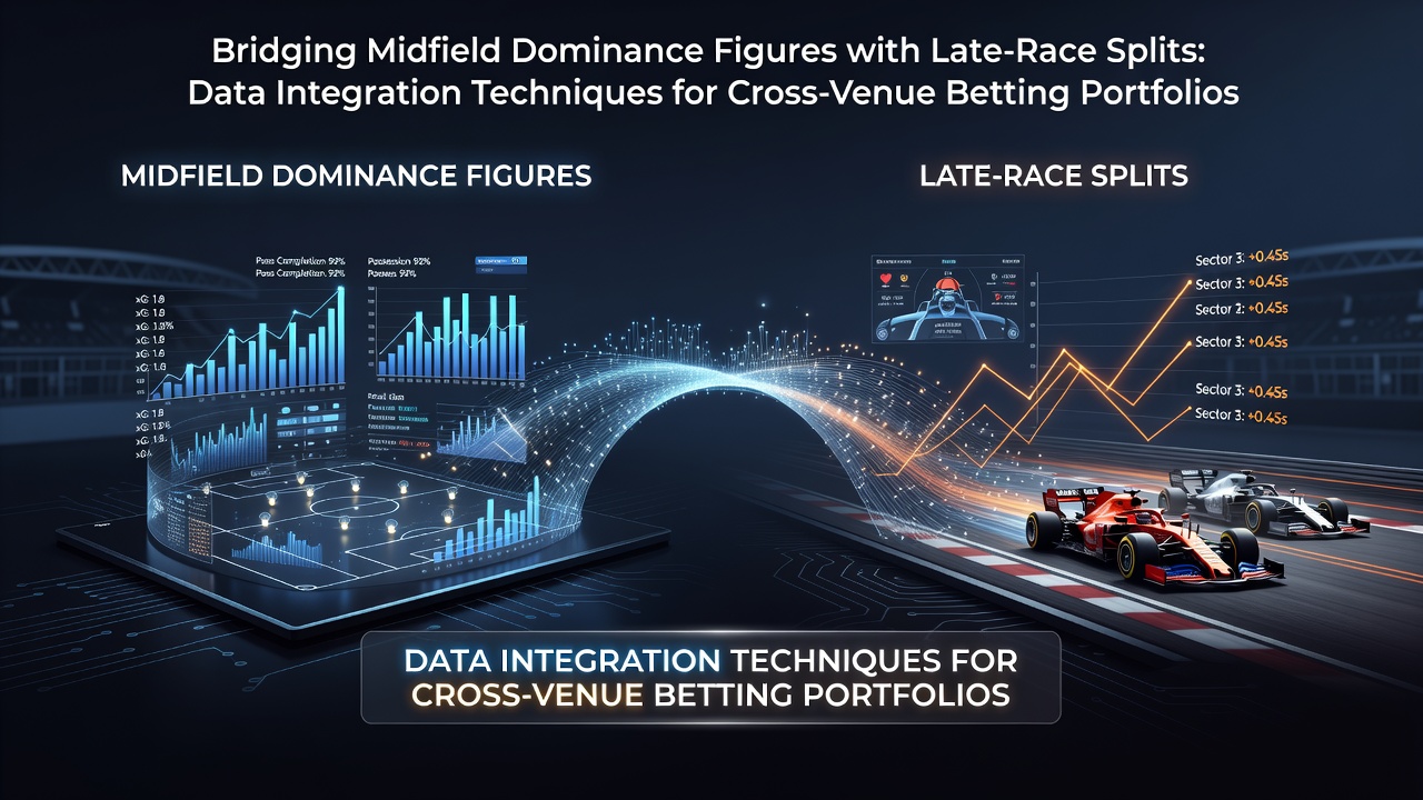 Data visualization showing midfield dominance metrics aligned with late-race split analysis for betting models