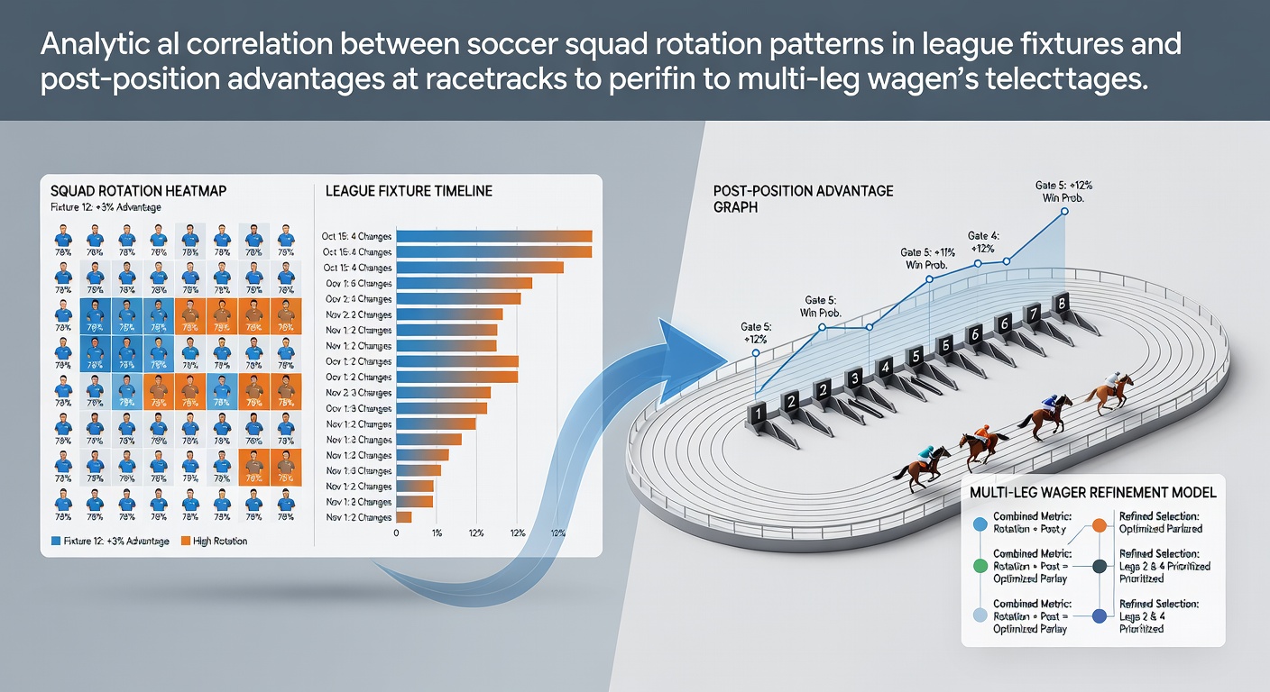 Analysts reviewing football fixture data alongside racetrack post position statistics on multiple screens