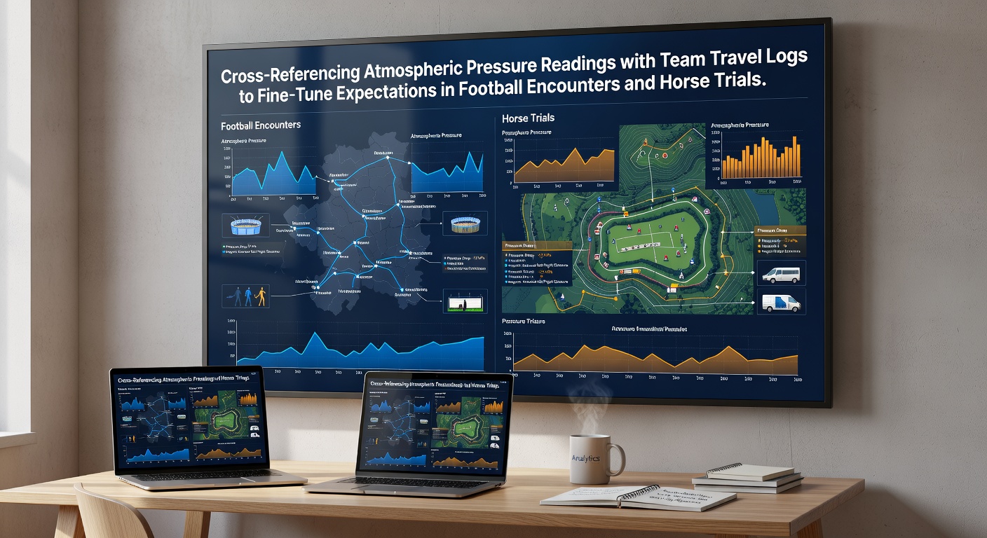 Atmospheric pressure chart overlaid on a football pitch with travel route markers