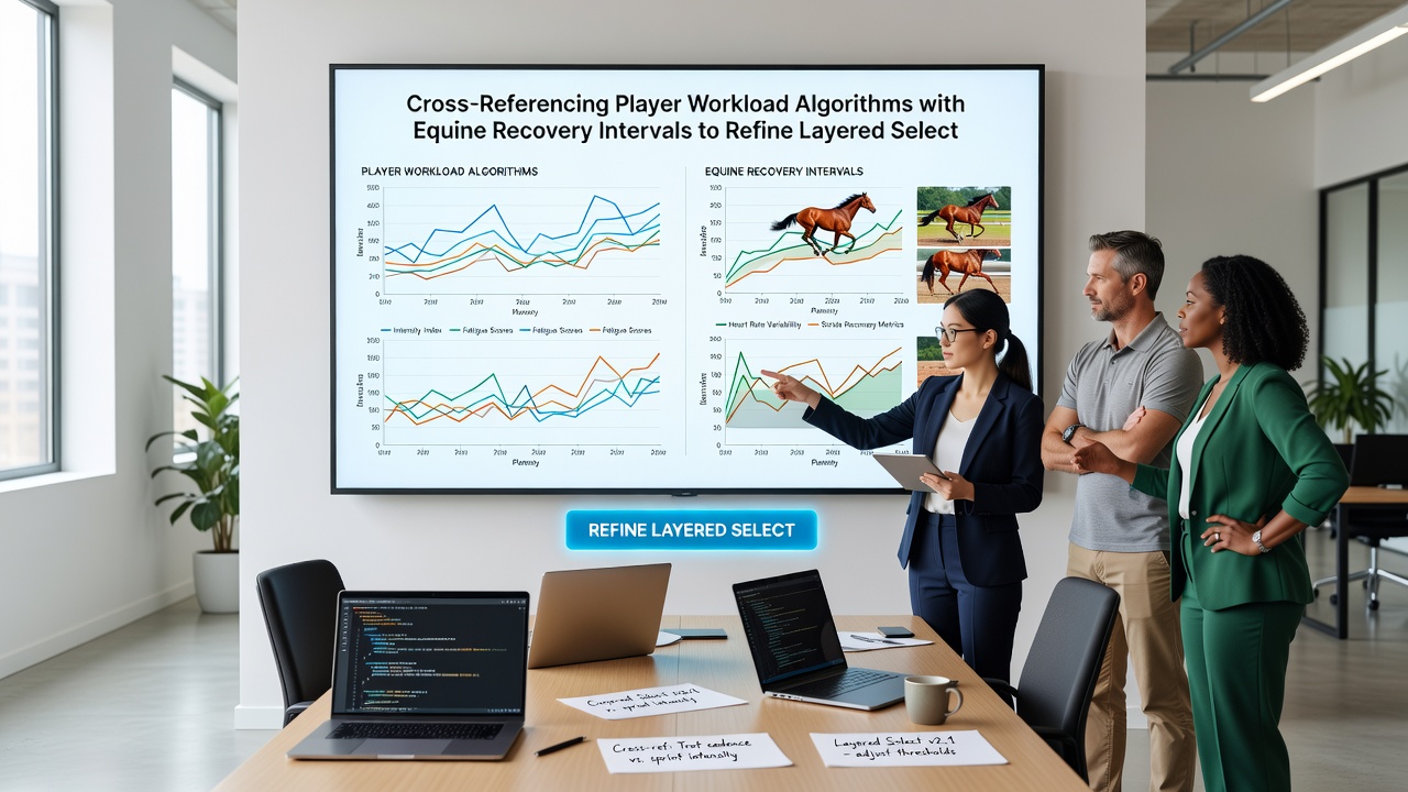 Split-screen graphic comparing gridiron snap-count trends with thoroughbred recovery graphs used in cross-market selection engines