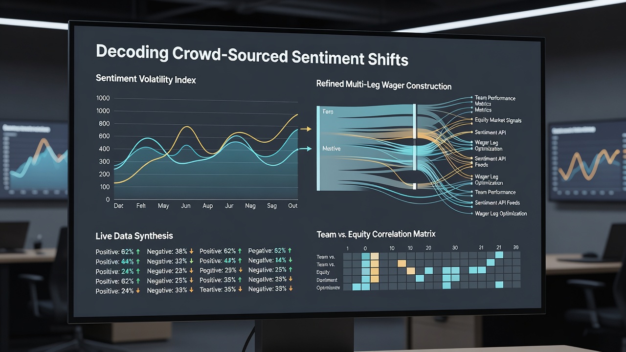 Multi-leg wager builder interface combining football and horse racing selections based on sentiment metrics