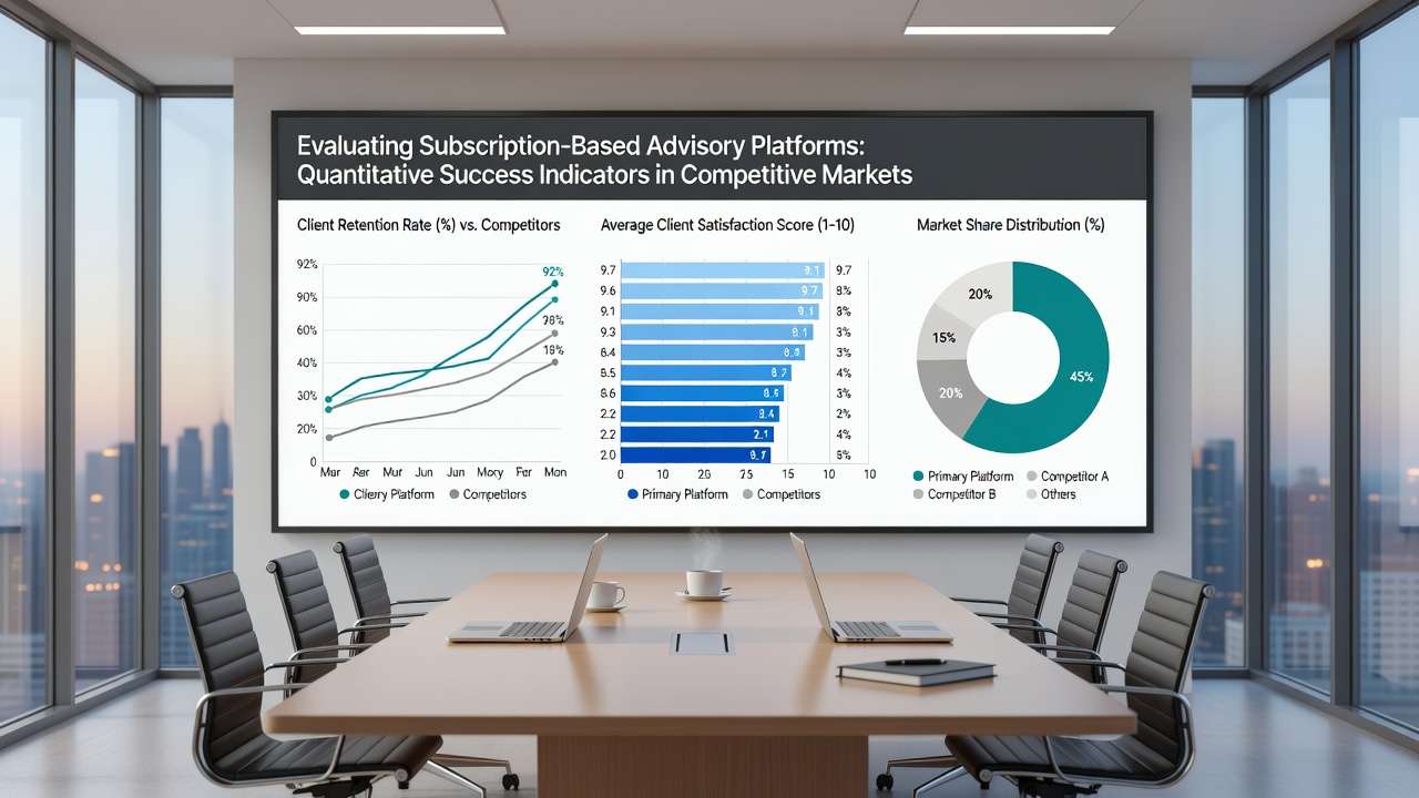 Analysts reviewing performance charts and success indicators for event forecasting platforms