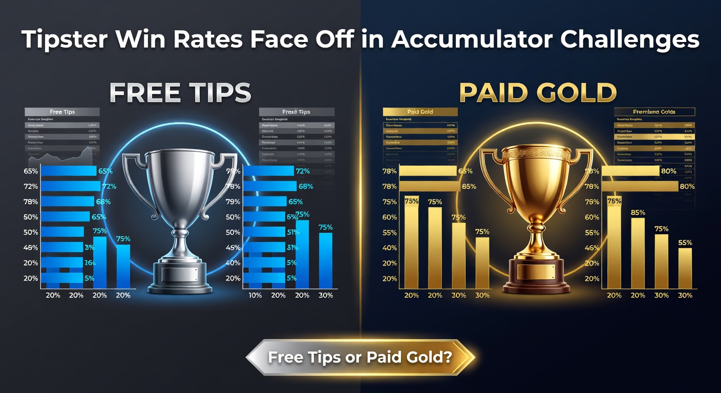 Graph comparing win rates of free and paid tipsters in accumulator bets, showing bars for different challenge periods