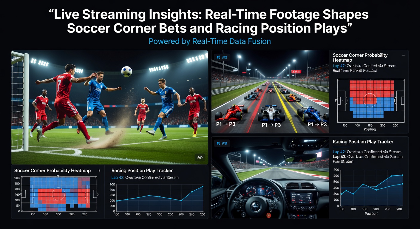 Horse racing live stream with split-screen view of positions, jockey signals, and in-play betting options for place markets