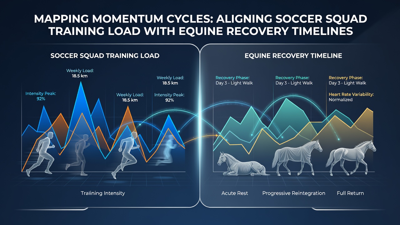 Data visualization dashboard merging soccer GPS outputs with horse recovery metrics for selection timing
