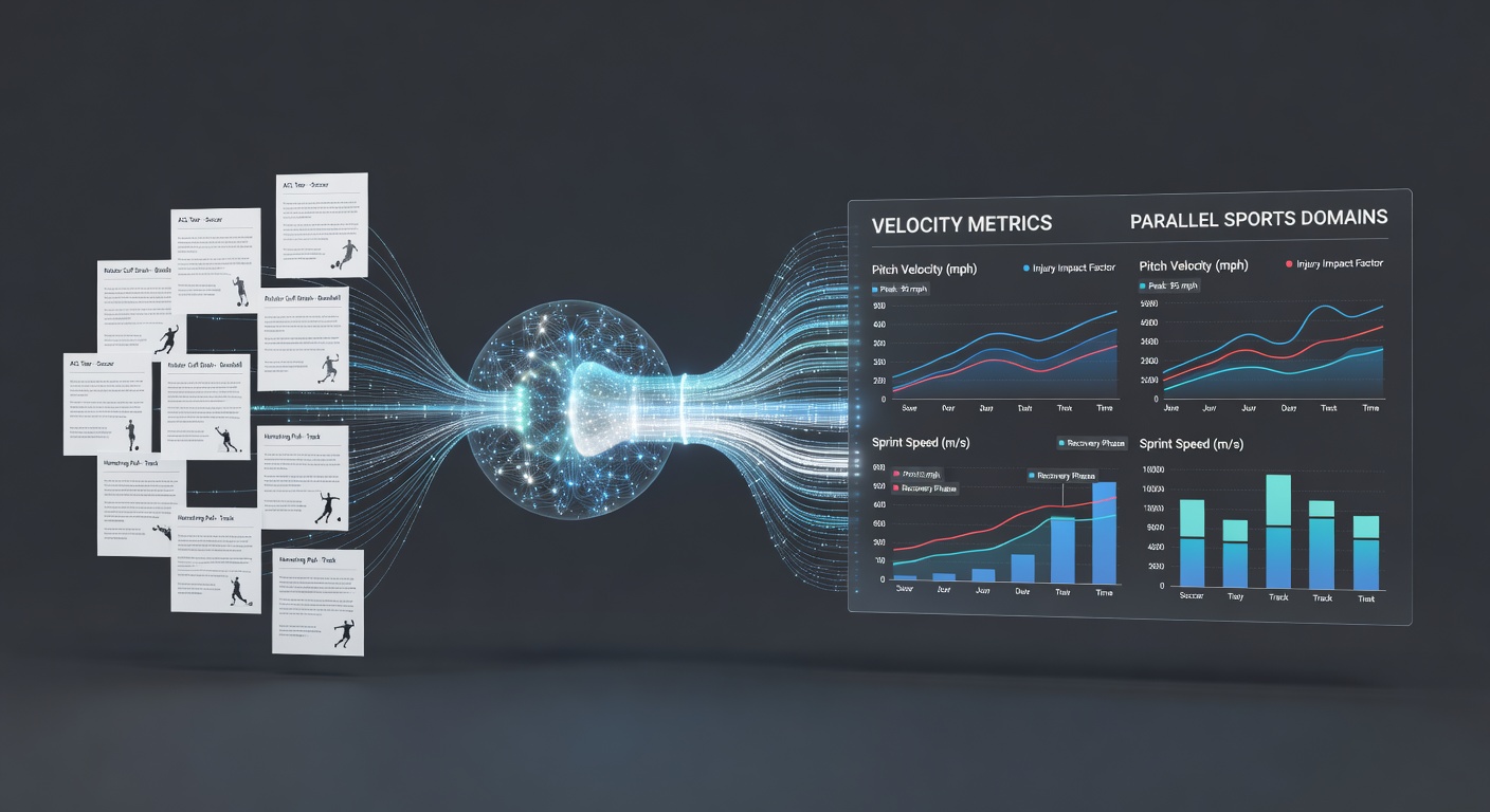 Data mapping diagram showing neural network connections between injury variables and velocity outputs