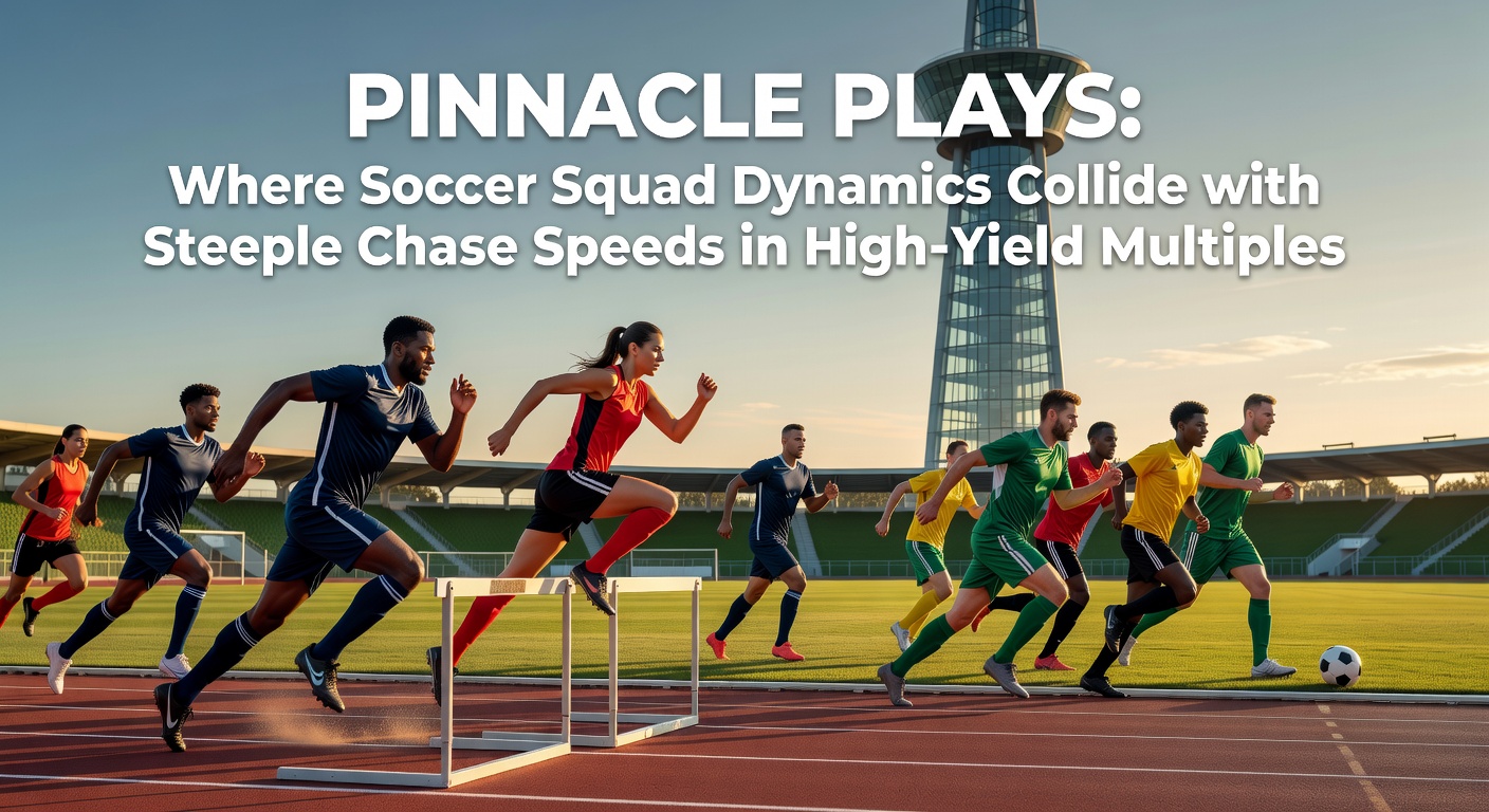Dynamic soccer squad pressing high while a steeplechase horse surges over a fence at full speed, symbolizing the fusion of team tactics and raw equine pace in betting multiples