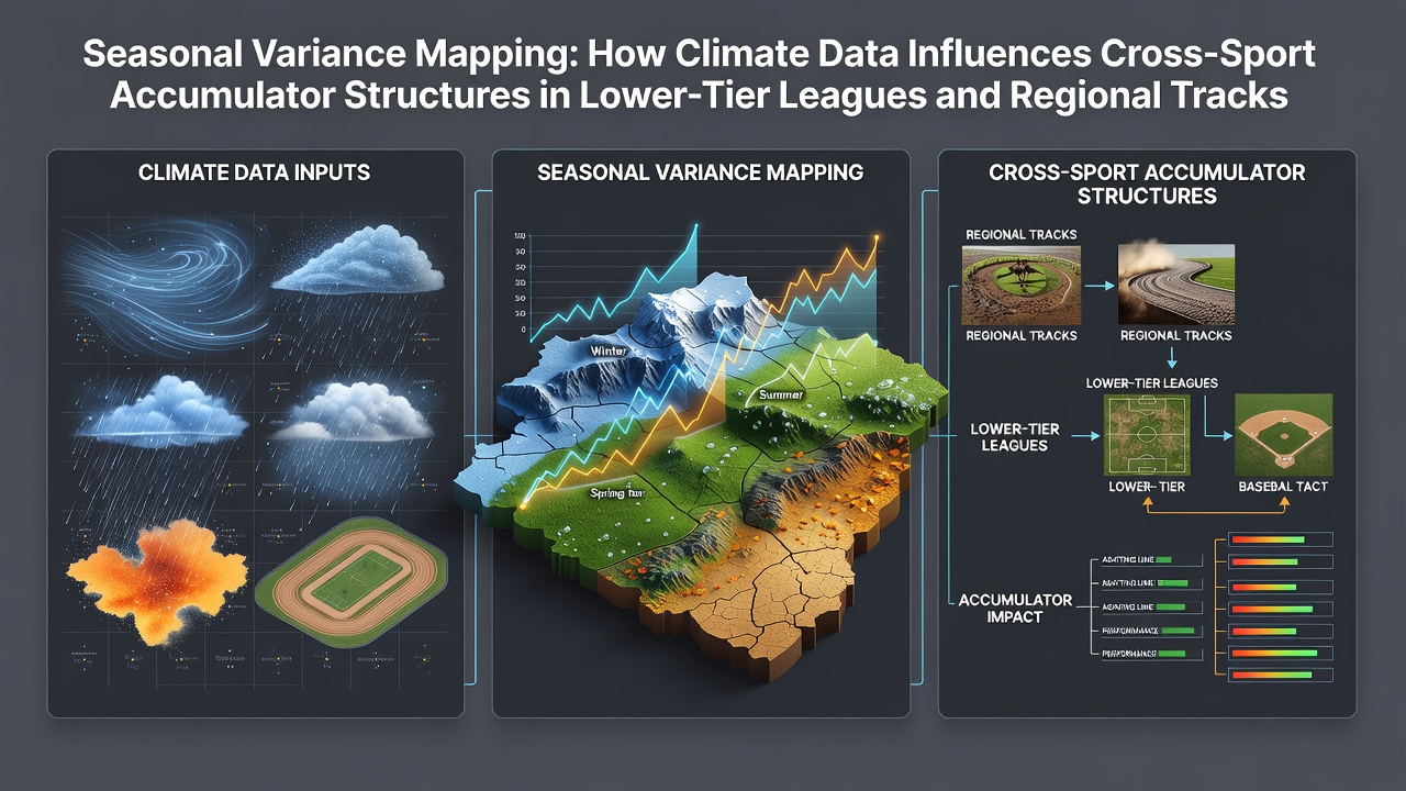 Climate data visualization showing seasonal variance impacts on lower-tier football pitches and regional horse racing tracks