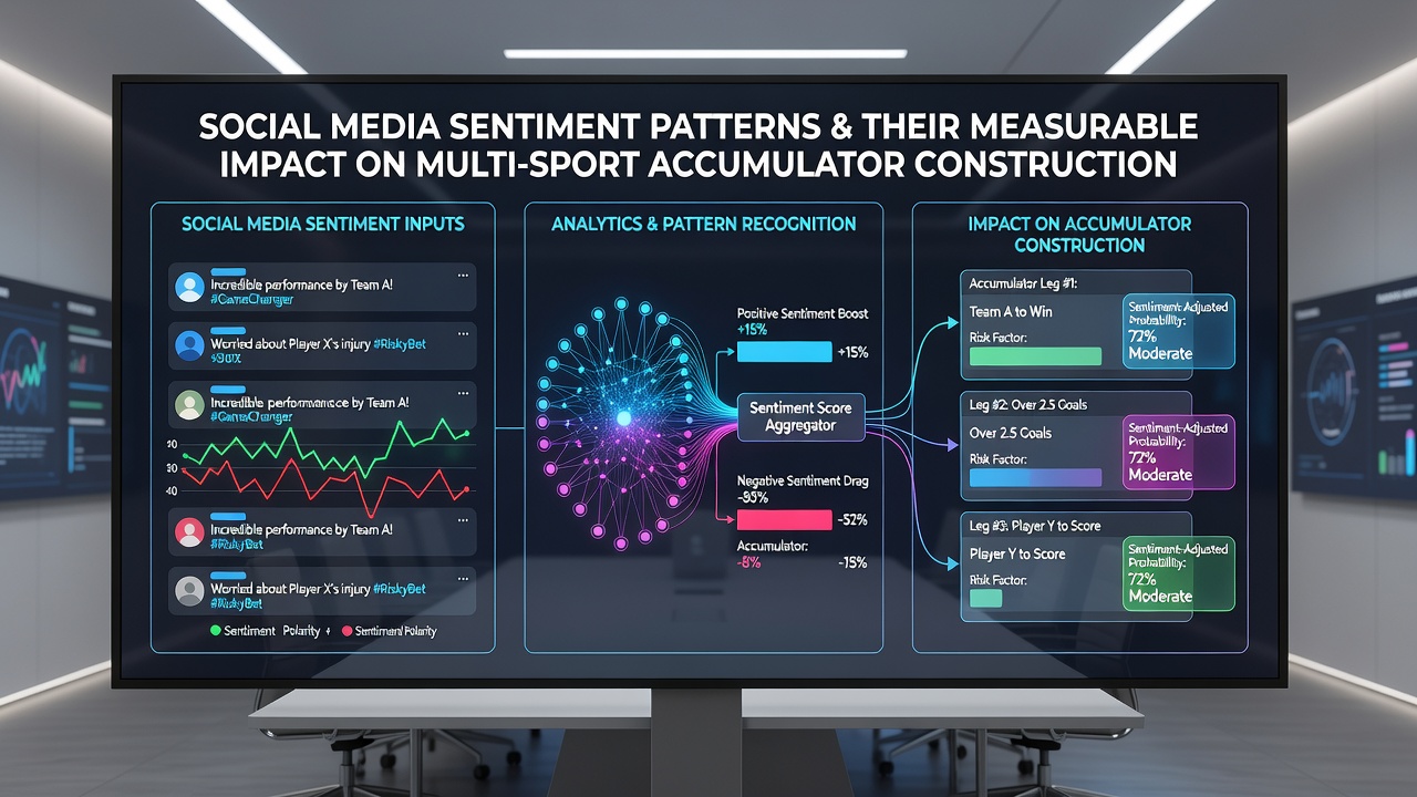 Charts displaying sentiment score correlations with accumulator win rates across football and horse racing markets