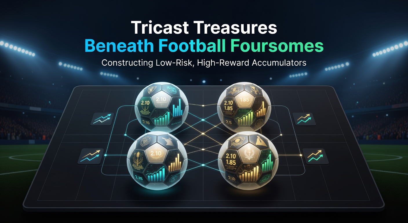 Horse racing tricast finish line with football pitch overlay illustrating accumulator synergy
